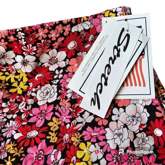 Gemilli Stretch Cropped Pants Floral Cotton/Spandex w/Side Zip Women's Sz 12 - Picture 12 of 14